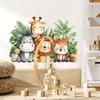 Wall Stickers Cartoon Animals Green Plants for Kids Room Bedroom Living Room Home Decor