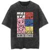 2026 Zomer Unisex Los Bedrukt Dubbelzijdig Retro Gewassen T-shirt met Kessoku Band Silhouet van Bocchi The Rock T-shirt