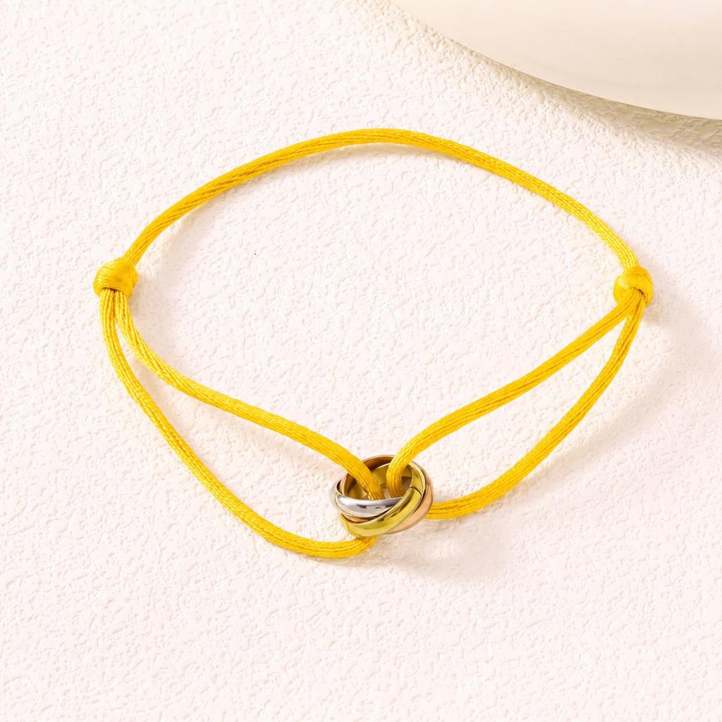 Bracciale Intrecciato Minimalista Regolabile a Tre Anelli - Gioiello di Coppia Trendy di Alta Qualità