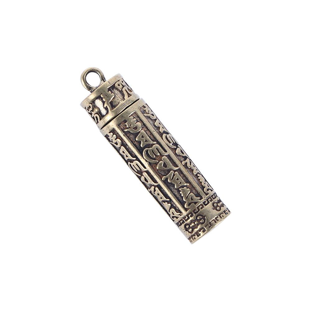 Cylindrical Box Openable Medicine Pill Box Buddhist Pendant Travel Pill Case Necklace Pendant