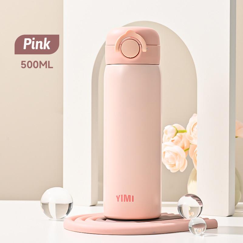 500ml Thermos Large Capacity Stainless Steel Thermal Water Bottle Portable Vacuum Cup with Handle Double-layer Travel Tumbler