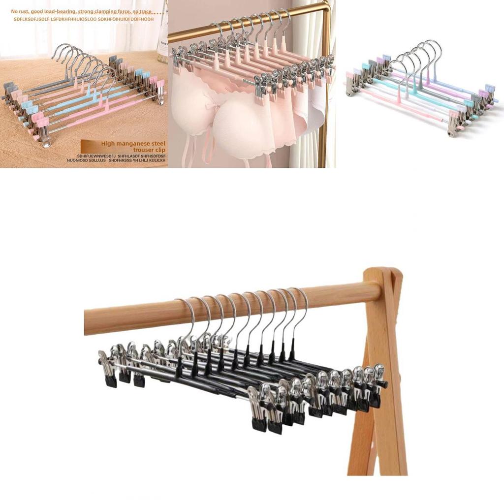 Standard Wardrobe Pants Hanger With Non Slip Stainless Steel Clips For Home Storage And Organization