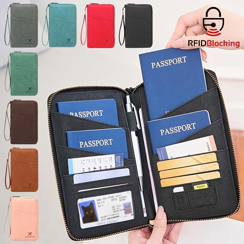 Premium Rfid Shielded Passport Holder Multi Compartment Travel Wallet Large Capacity Document Organizer Business Outdoor Use