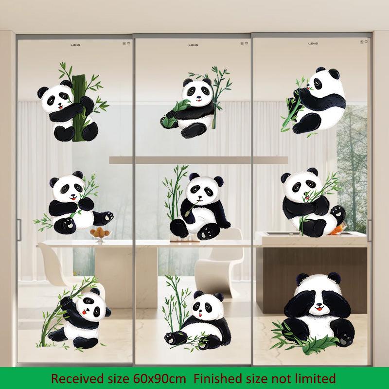 

Большая 3D мультяшная панда настенная наклейка милая панда ест бамбуковая наклейка для детской комнаты детский сад класс детская спальня декор съемная кожура и наклейка 60X90CM