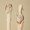 Shoes Woman 2025 Slippers Summer Heeled Mules Square heel Glitter Slides Pantofle High Block Jelly Transparent New Scandals Pump