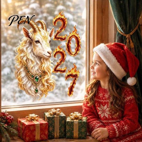 High Definition Zodiac Art 2027 Year of Goat Window Cling, Golden?White Static Glass No Glue Clings Sticker, Lunar New Spring Festival Decor