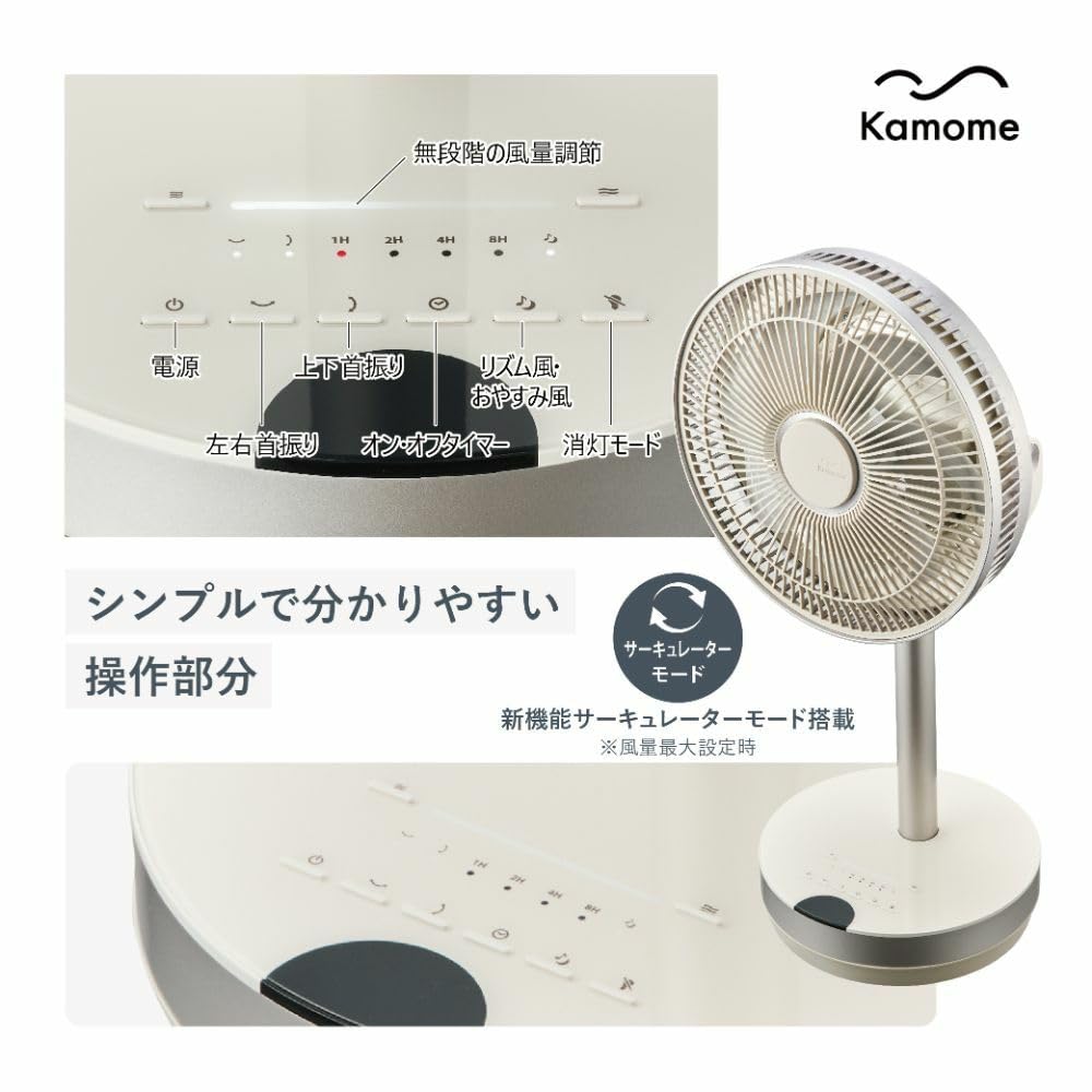 Möwenventilator Kamomefan Move Wohnventilator Ventilator Zirkulator 23cm Weiß 3D oszillierend 3D Mini Kompakt DC Motor DC Ventilator 3D oszillierend Mit Fernbedienung