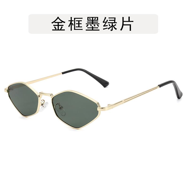 Cat's eye metal sunglasses women's, personalized polygon European and American ins small frame glasses high-end fashion sunglasses