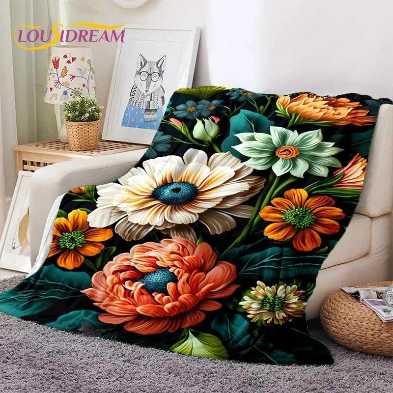 Dream Sun Flowers Nordic Daisy Yumuşak Battaniyeler, Sıcak Tut Atma Battaniyesi Piknik Yatakları Kanepe Ev Yatak Odası Hediyesi için Rahat Battaniye