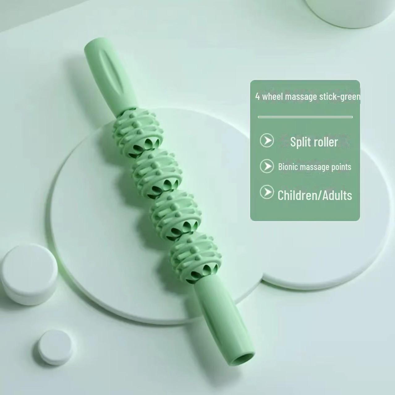 

Ролик для расслабления мышц: Палочка для массажа голени и фитнес-инструмент для фасции Four Wheels зелёный