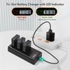 LP E10 Battery Charger 3 Slot Charger with LED Indicators Micro USB & Type C Port + 3pcs LP E10 Batteries 7.4V 2300mAh