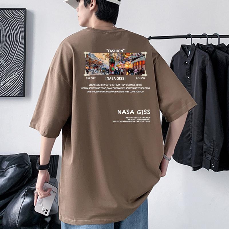 Nasa Giss Mens Oversized Drop Shoulder T-Shirt 100% Cotton Streetwear Tee