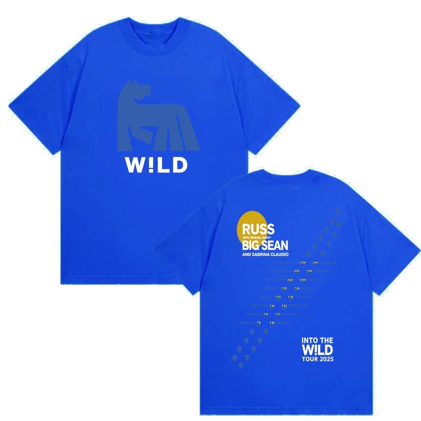 Russ Into The Wild Tour 2025 T-Shirt Herren Damen Vintage Hohe Qualität Mode T-Shirts Lässig Übergroß Baumwoll-T-shirt Streetwear