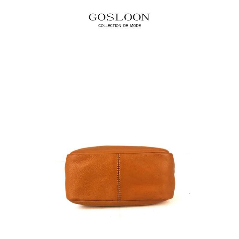French Vintage Handmade Leather Crossbody Bag Women Small Square Shoulder
