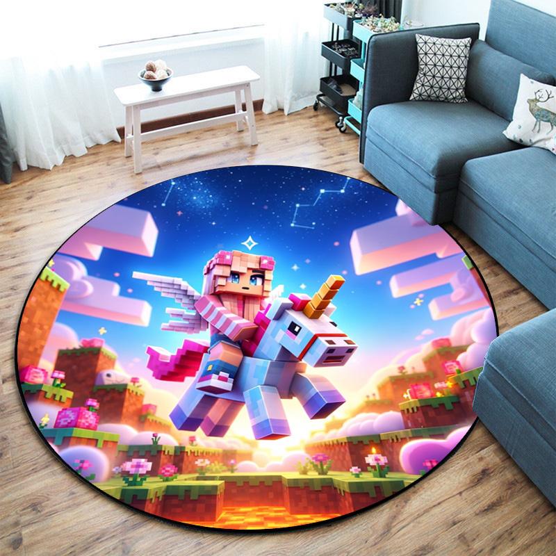 Sandbox Electronic Xbox Games Minecraft Circular Carpet Household Goods Decoration Anti Slip Home Table and Chair Mat Aisle Door Mat Carpet D12