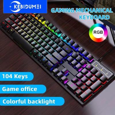 Wire Keyboard 104 Keys Gaming Keyboard RGB Backlit Luminous Mechanical Keyboard for Desktop Computer PC