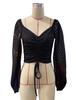 New Xun Sweetheart Neck Chest Strap Lantern Sleeve Exposed Umbilical Top