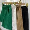 Washed Pure Cotton Five Quarter Pants for Women Spring and Summer Thin Shorts High Waist Loose Straight Leg Slimming Casual Wide Leg Pants