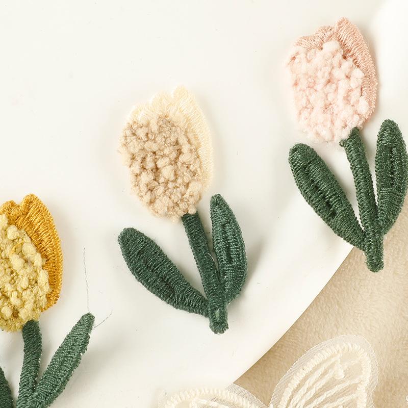 Embroidery Label Hair Accessories Flower Lace Embroidery Stickers DIY Patch Stickers Clothing Accessories Cloth Label Cloth Stickers