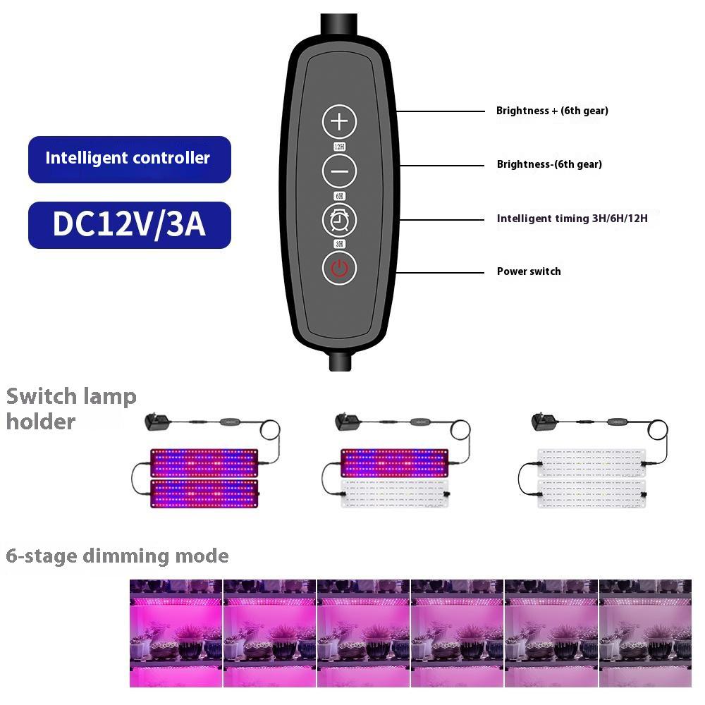 12V 4-Panel Plant Seedling Growth Light 6 Brightness Plant Shelf Fill Light,EU Plug