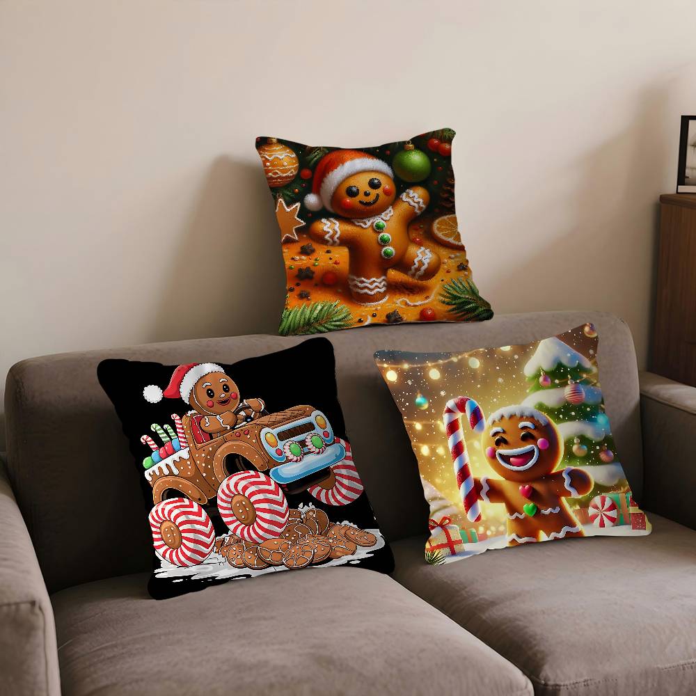 Christmas Gingerbread Man Cushion Cover 30x50 Polyester Sofa Cushions Decorative Throw Pillows Home Decoration Pillowcover