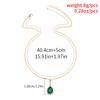 Green artificial crystal necklace, elegant ladies accessories for autumn and winter, water drop retro niche high-end sweater chain