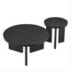 Modern Round Coffee Table Set with Grooved Structure Side Table Coffee Table - Elegance & Functionality for Living Room and Office (2 Pieces)