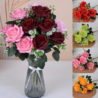 Mini Real Happy Flower 7 Heads Natural Simulated Rose New Rose Flowers Decorative  Home Decorative