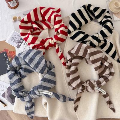 Women Wool Scarf Shawl Winter Warm Soft Knitted Striped Triangle Fashion  Bandana Lady Wool Scarves