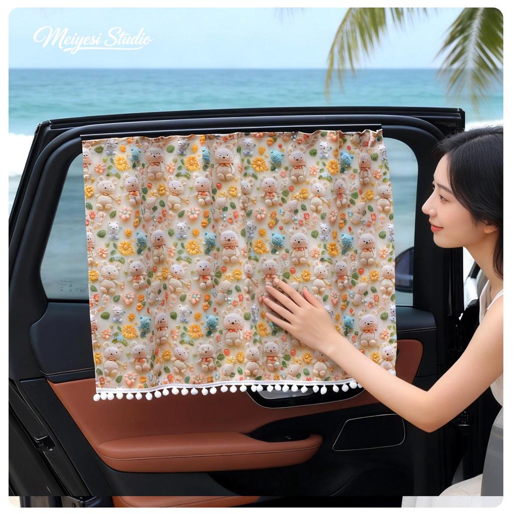 Cartoon Car Sun Shade Curtains: Heat Insulation & UV Protection for Summer