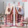 2pcs,2D Plane Printing Creative Curtains Gingerbread House Candy Snow Versatile Polyester (without Rod) Versatile All Perfect