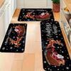 1Pcs Anti Fatigue Kitchen Rugs Santa and Elk Print Waterproof Non-Slip Thick Cushioned Kitchen Mat Heavy Duty Comfort Standing Mat for Kitchen