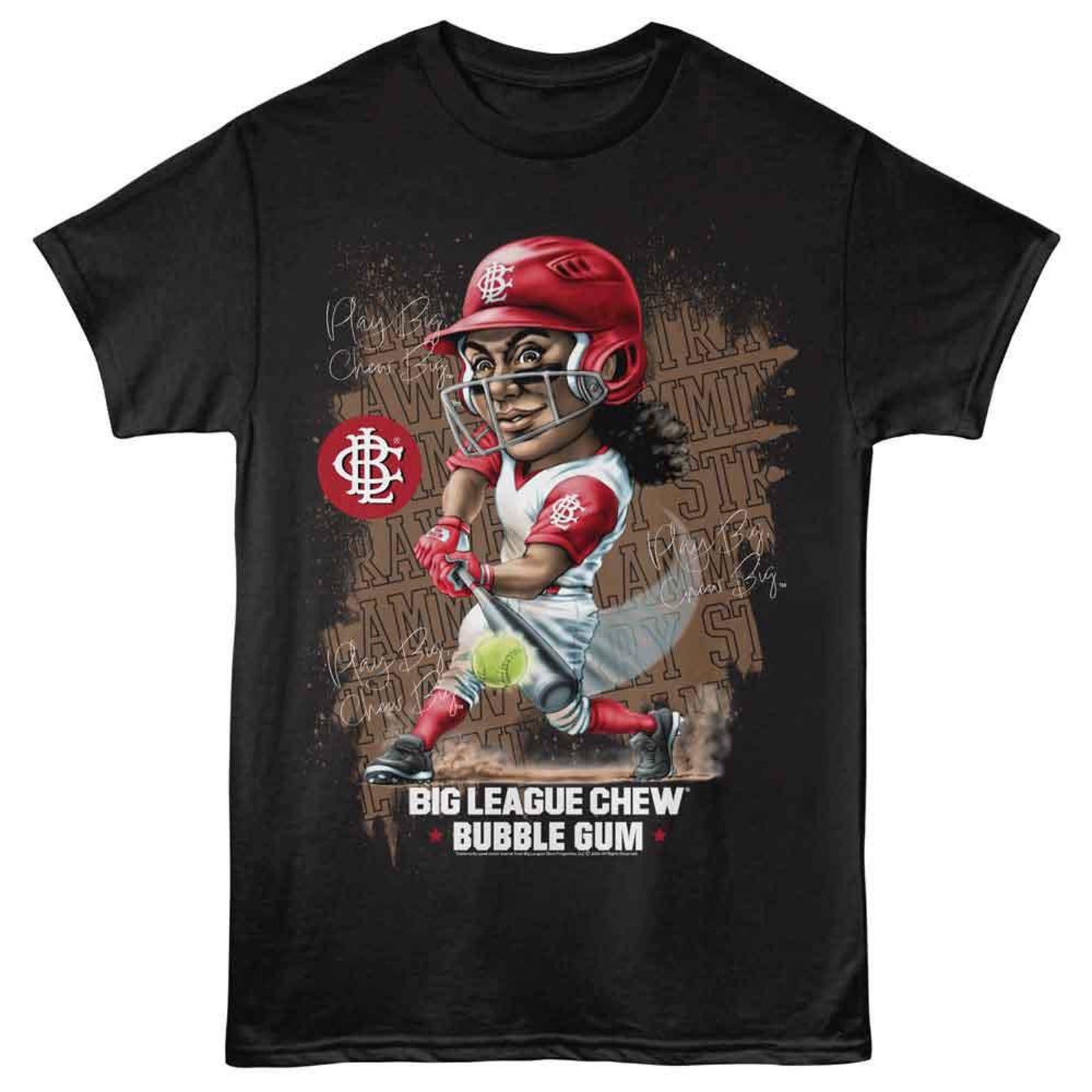 Big League Chew Strawberry Softball Black T-Shirt XL