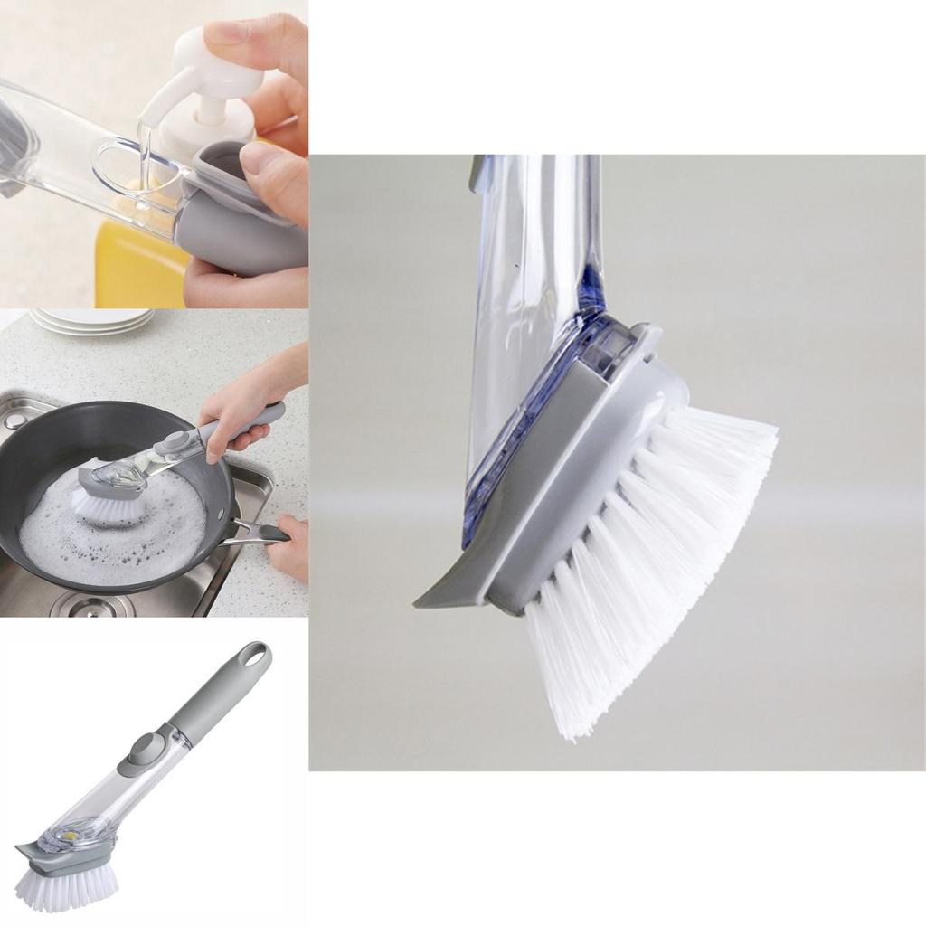Hassle-free Pot Cleaning With Liquid Dispensing Brush