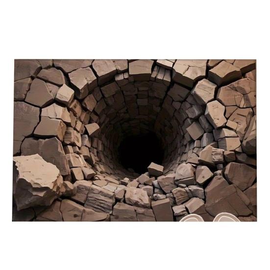 3D Optical Illusion Floor Mat Realistic Hole Door Mat for Living Room And Entry Area Non-Slip Soft Pet-Friendly Rug Interactive Visual Effect Carpet