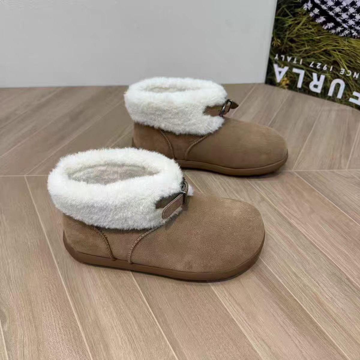 

Платформенные зимние ботинки женские осень и зима 2024 новая мода повседневные универсальные плюшевые короткие ботинки бархатные хлопковые туфли женские 40 хаки