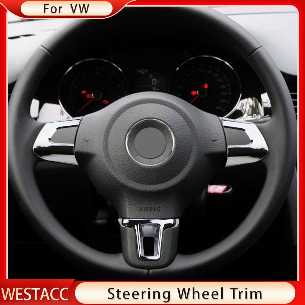 ABS Chrom Auto Lenkrad Abdeckung Dekoration Aufkleber Trim für Volkswagen VW GOLF 6 MK6 JETTA MK5 MK6 POLO Bora