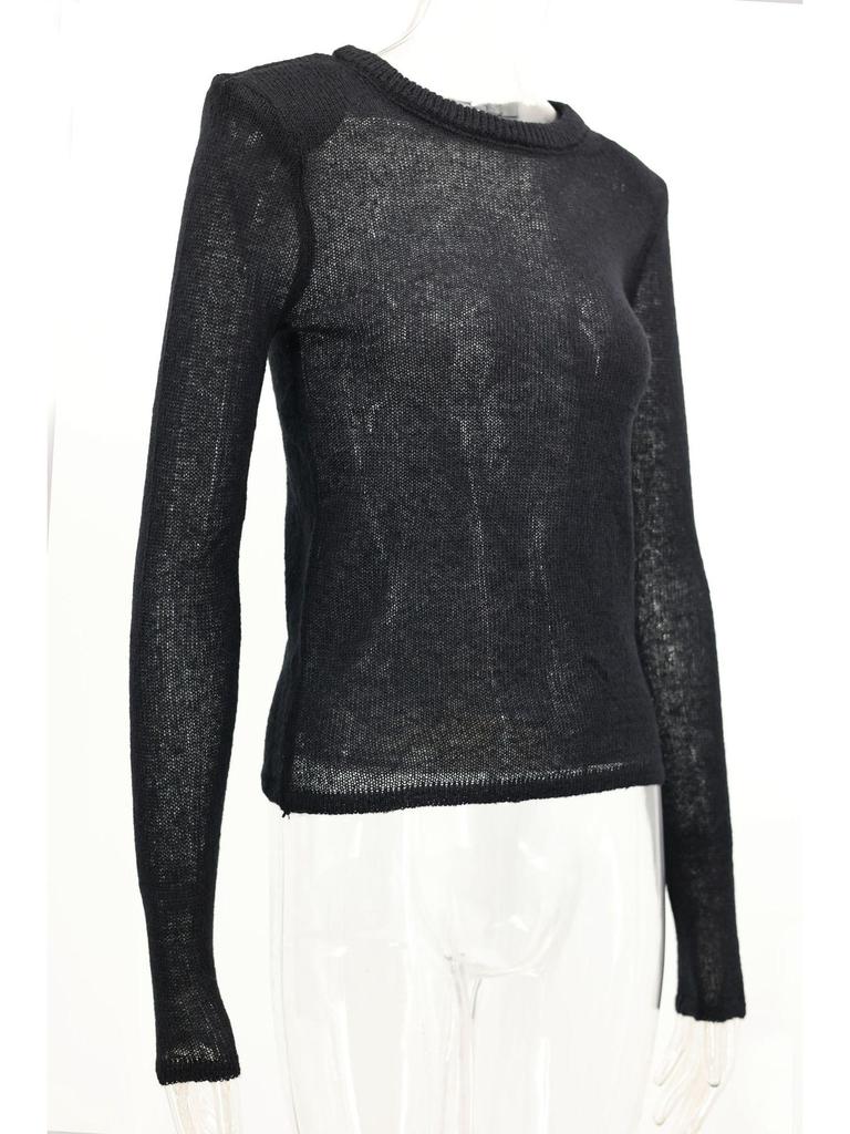 Autumn/Winter Solid Color Women's Hollow Knit Sweater - Casual Long-Sleeved Top
