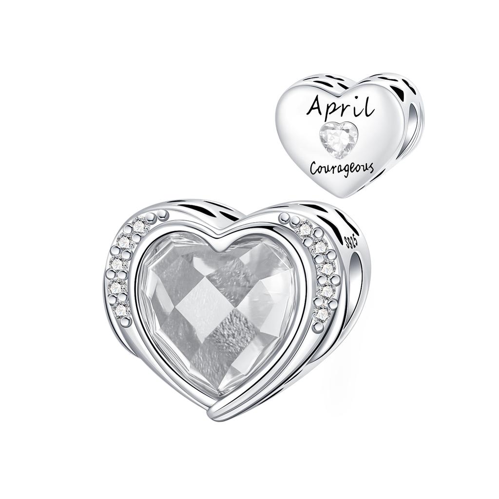 925 Sterling Copper January-December Birthday Stone Love Zircon Pendant Bead Fit Charms Necklace Bracelet Women Zircon DIY Gift