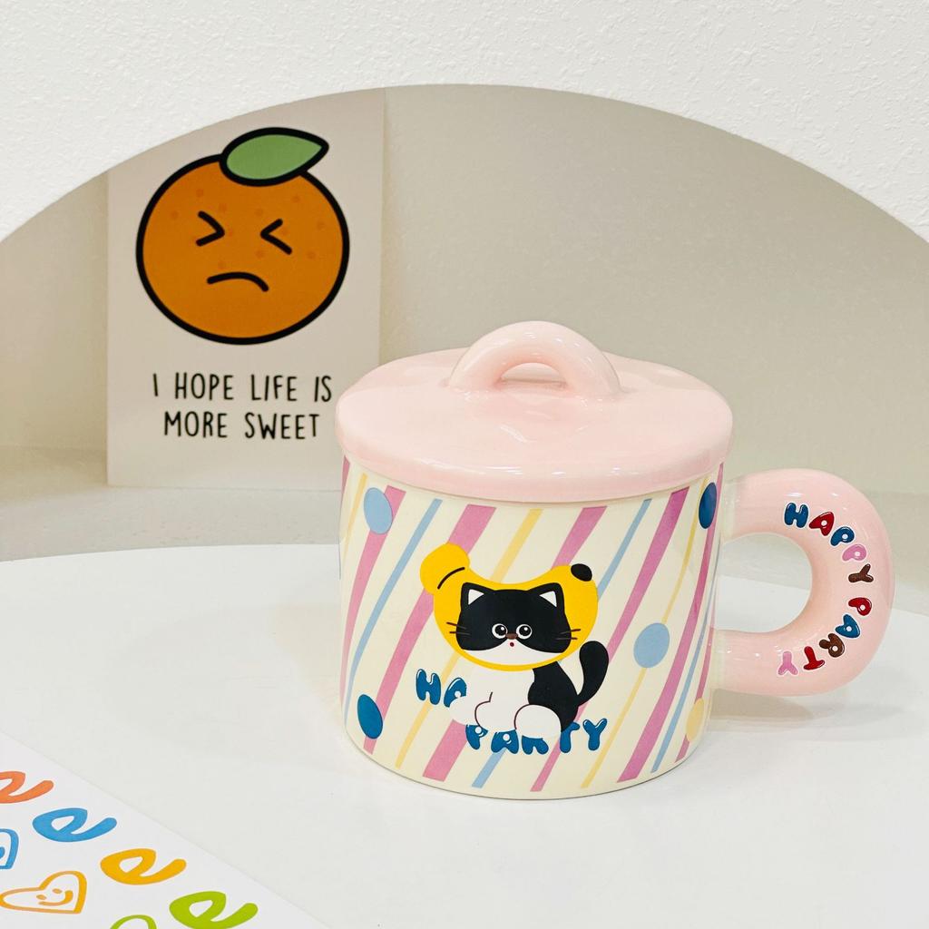 Fruit Cartoon Animal with Lid Girl Heart Girl Gift Ceramic Cup Small Gift Box Household Set Mug Gift