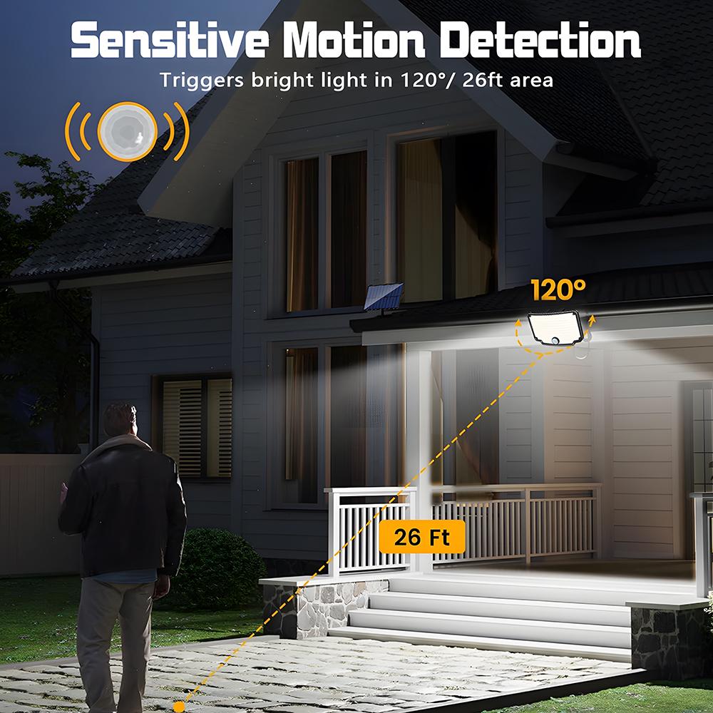 254LED Outdoor Solar Lights Garden Solar Powered Security Light Flood Light Motion Sensor 3 Mode Waterproof Garden Shed Yard
