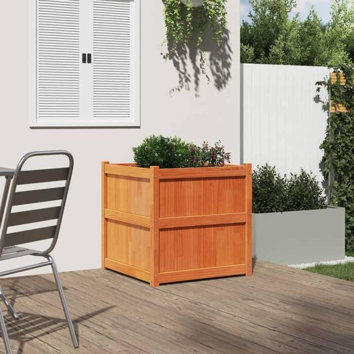VidaXL Jardinière, Lit Surélevé, Bac à Fleurs, Pot de Plantes, Boîte à Fleurs Jardin Patio Terrasse, Cire Marron Bois de Pin 837436
