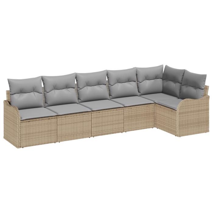 Ensemble de 6 Canapés de Jardin avec Coussins Beige Poly Rattan 3345720