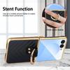 Electroplated Diamond Grid PU Leather Ring Holder Case for Samsung Z Flip7/6/5