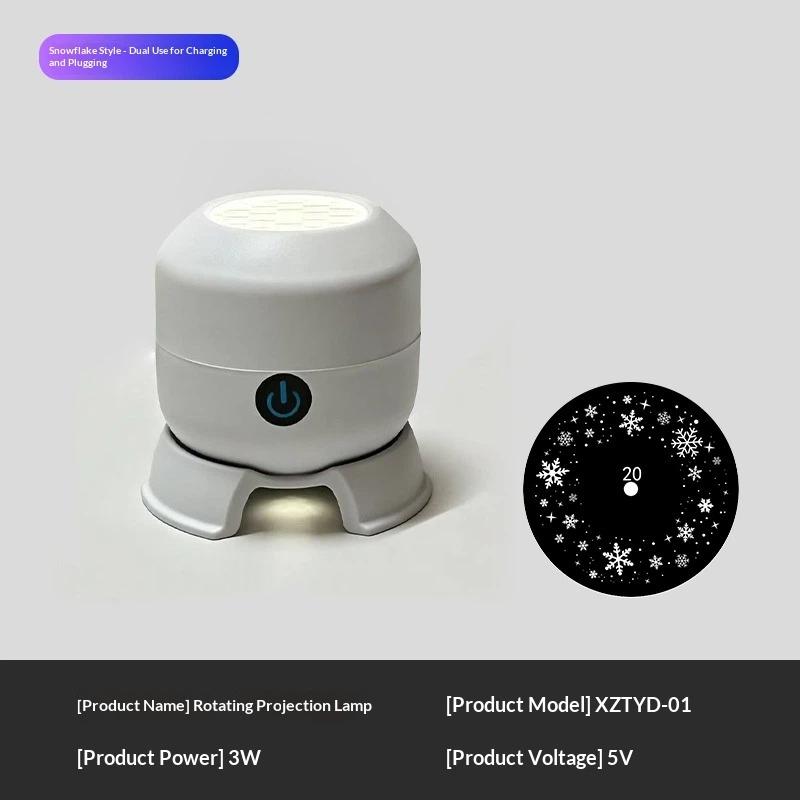 Led Ocean/Snowflake Projector Light 360 Degree Rotating Dynamic Night Light Rechargeable Usb Powered Ambient Lamp Decorative Lighting