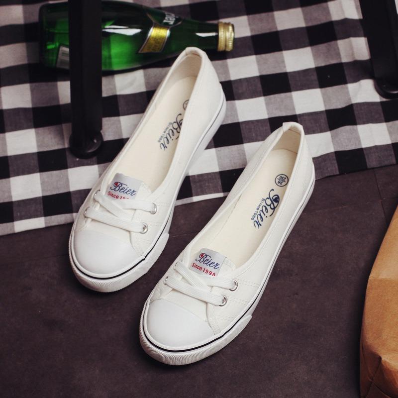 Belle summer shallow canvas shoes, women's Korean version of low-top women's shoes, lazy breathable little white shoes, flat single shoes wholesale