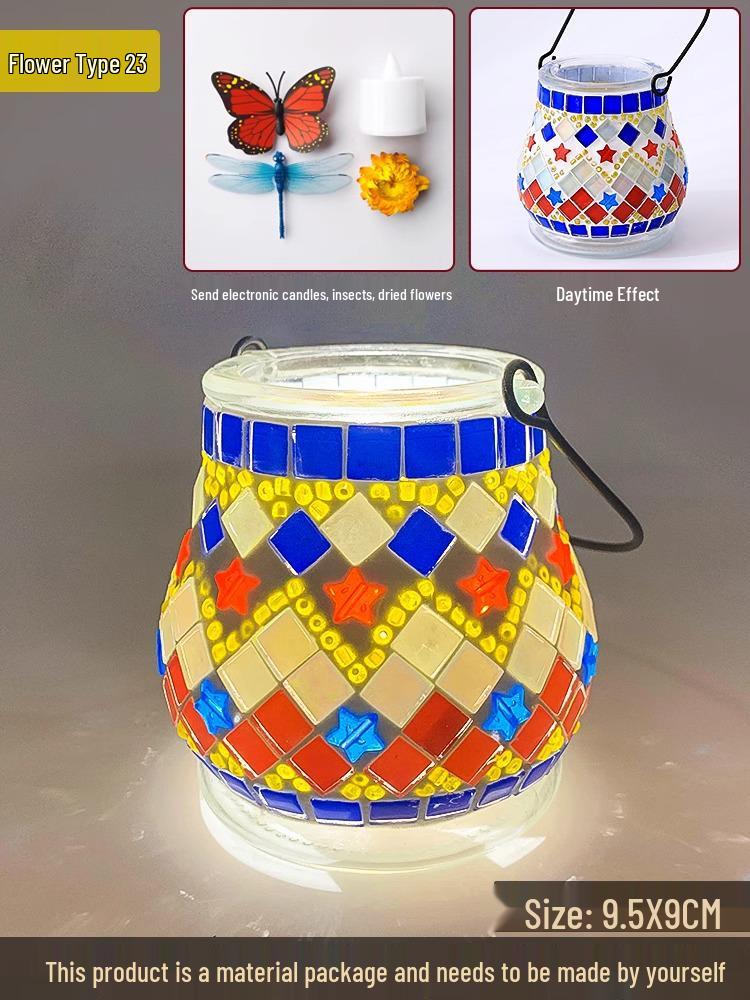Handmade DIY Mosaic Lantern Kit: Early Education, Parent-Child Activity, Creative Team Building, Gift Toy, Flower Lantern Craft