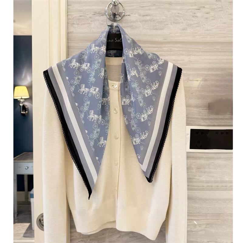 NINA SOLOR Double Crepe Mulberry Silk Square Scarf