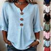Women V Neck Button Blouse, Spring Summer Casual Top