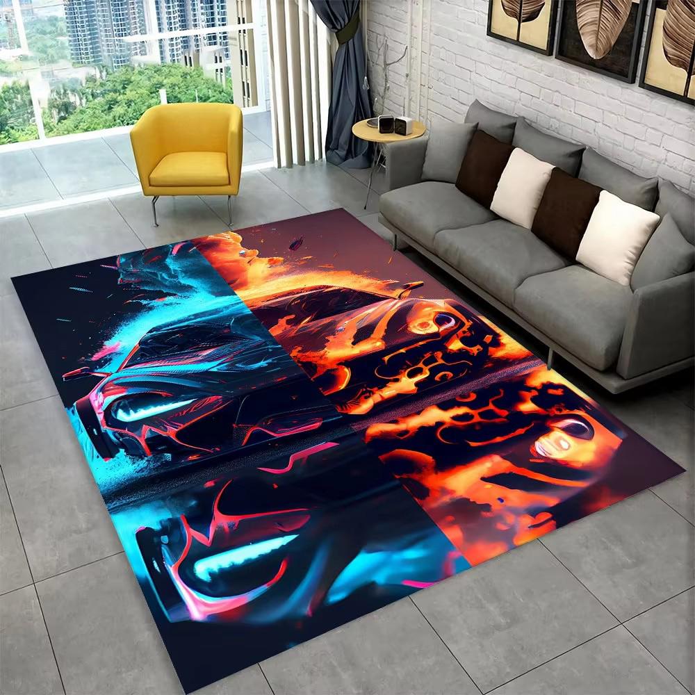 Racing Sports Car Area Rug Large,Carpet Rug for Home Living Room Bedroom Sofa Doormat Decor,Kid Paly Kitchen Non-slip Floor Mat